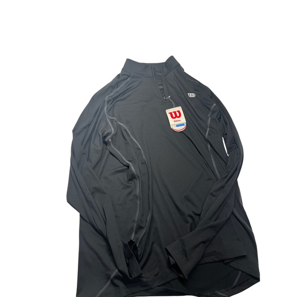 Wilson Tennis Pullover Long Sleeve‎ Shirt Mens Medium Black Athletic Top - Picture 1 of 4